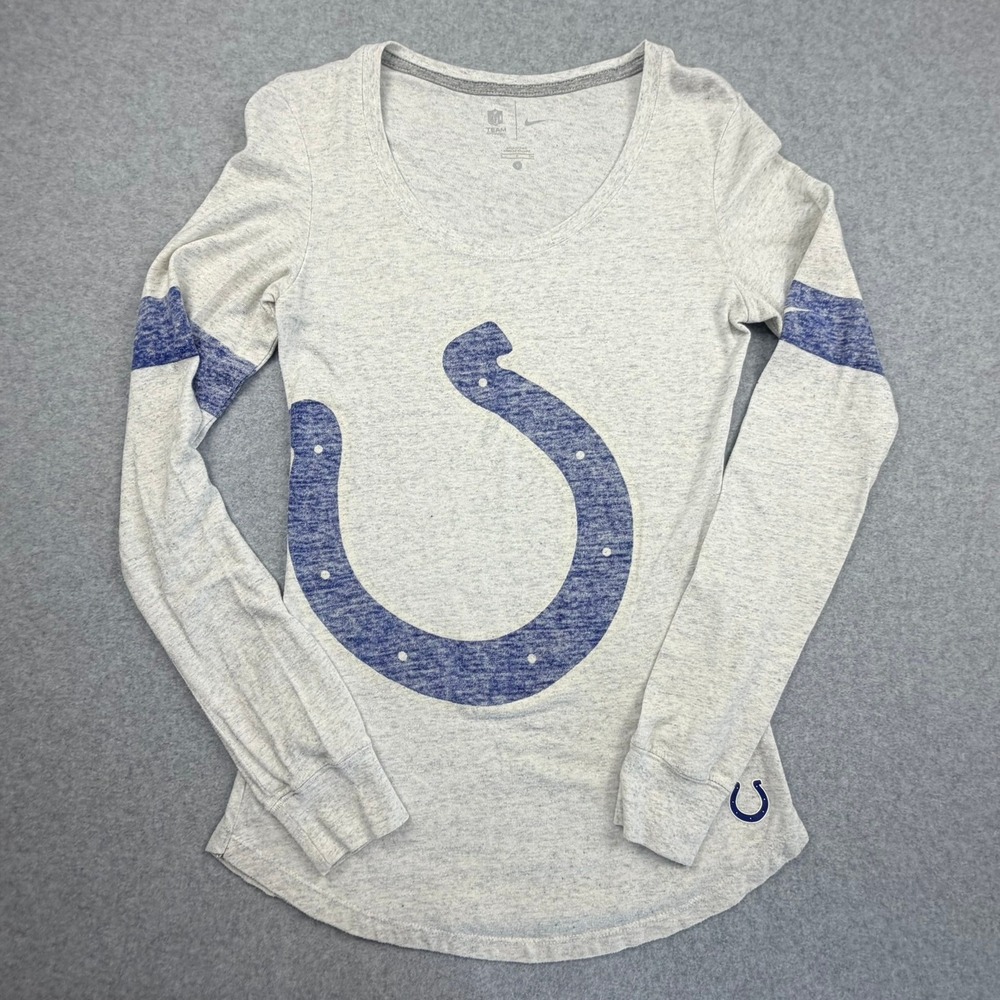Nike NFL Indianapolis Colts Women Small Gray Long Sleeve Scoop Neck Shirt H0720